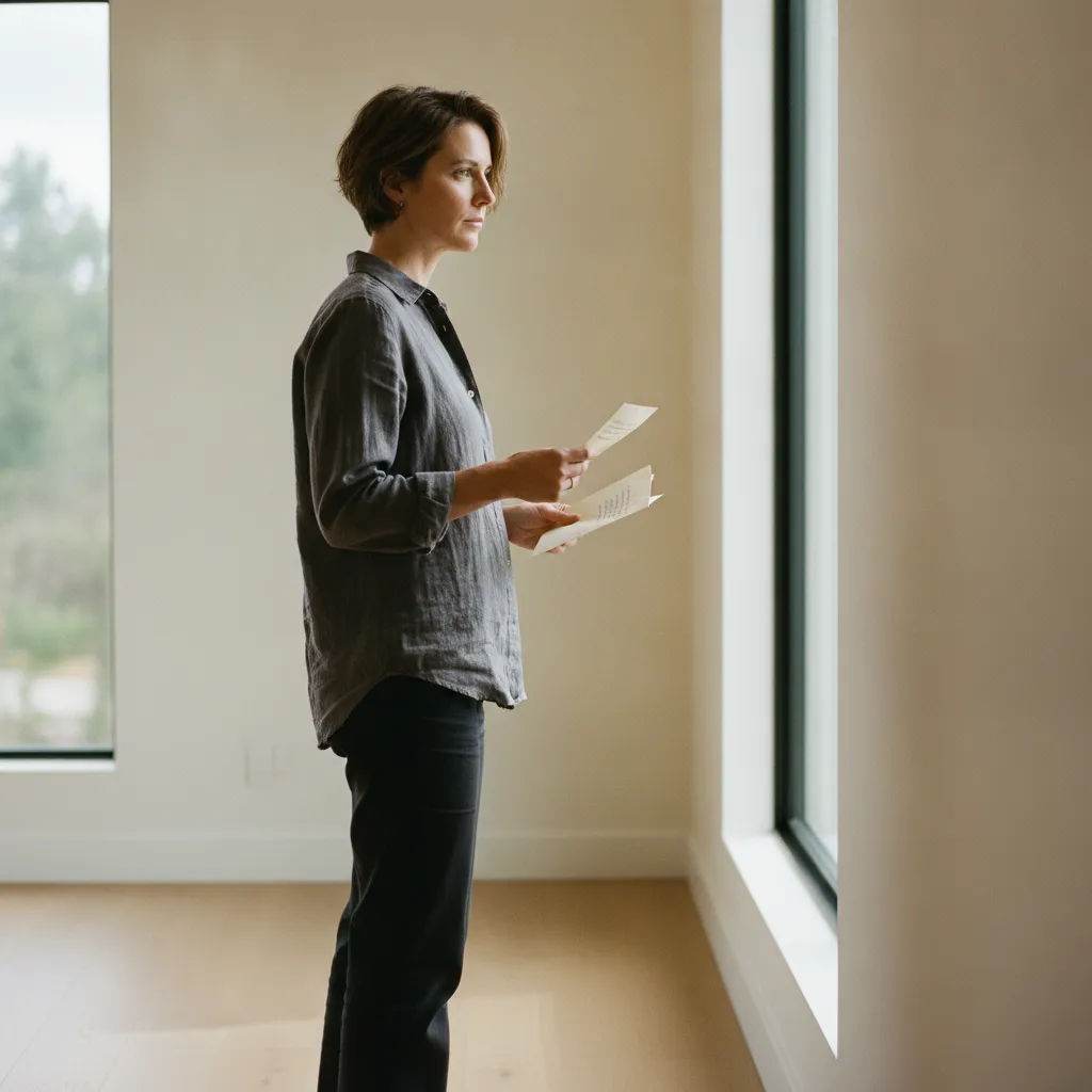 Opening a denial letter at home and gathering the related insurance documents